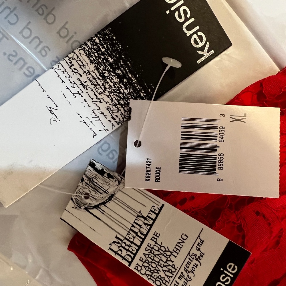 NWT Kensie Paisley Lace Sleeveless Backed Zipper Dress in Rouge Red Size XL - Picture 14 of 16